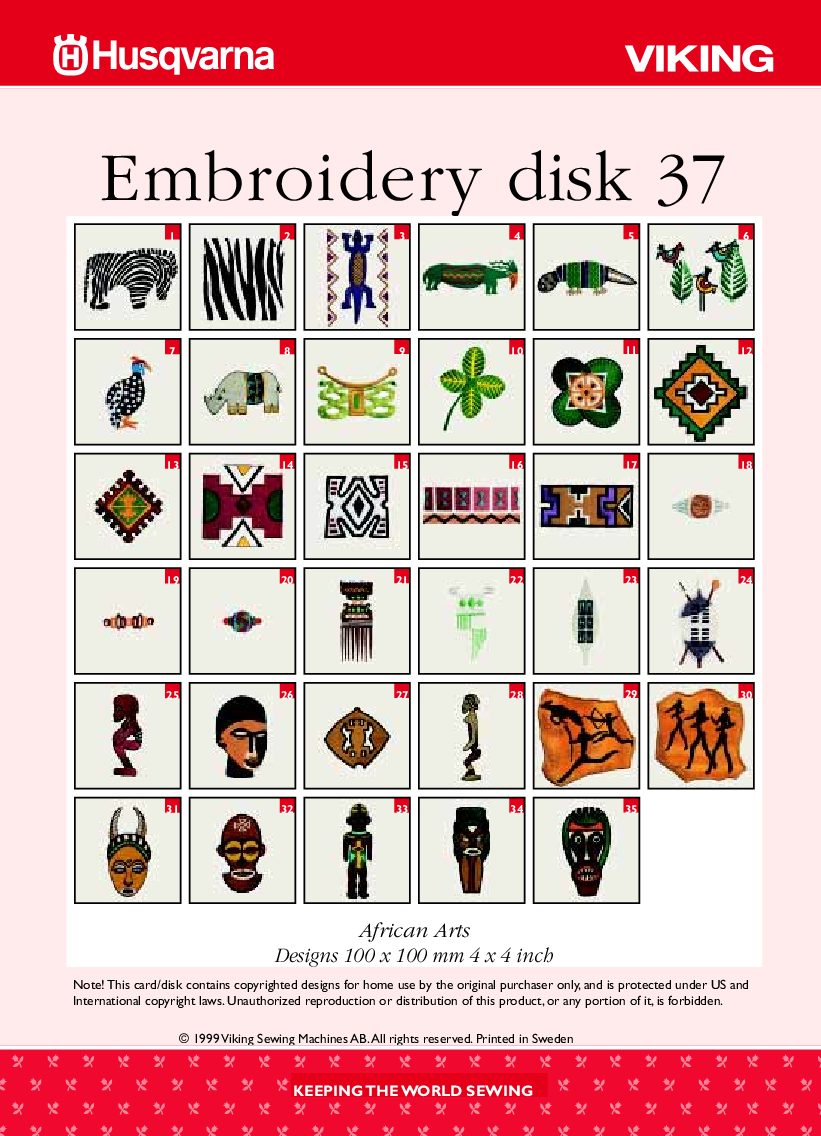 VIKING DCARD 037 AFRICAN ARTS Stony Brook Sew & Vac Sewing Shop