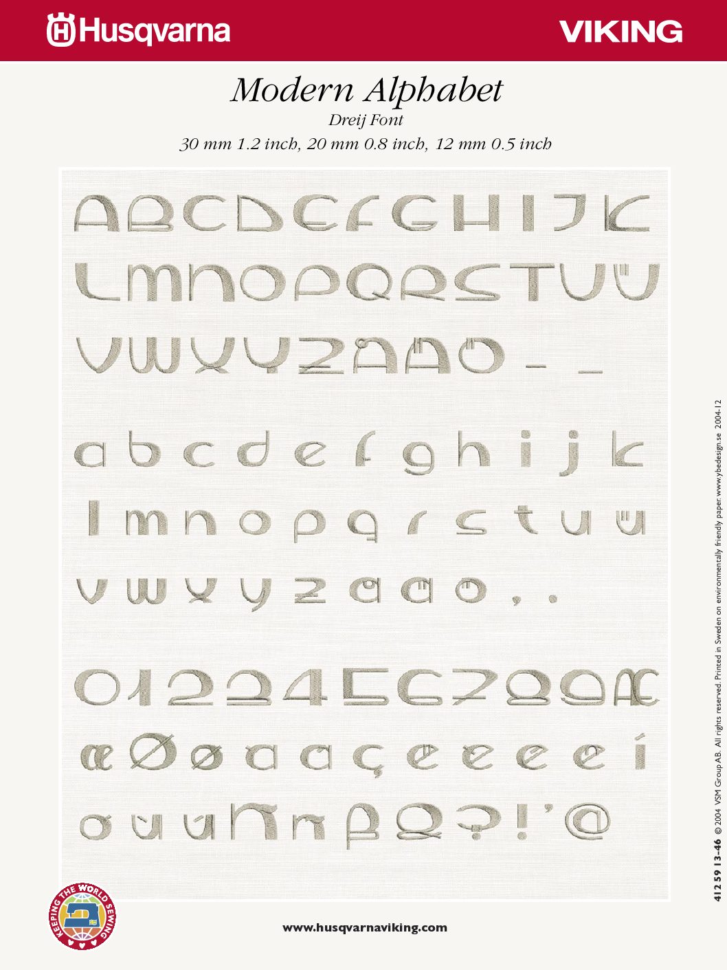 VIKING DISK 146 MODERN ALPHABET Stony Brook Sew & Vac Sewing Shop